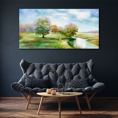 Village tree sky Canvas Wall art