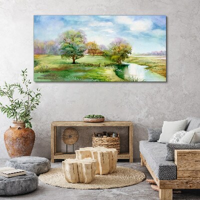 Village tree sky Canvas Wall art