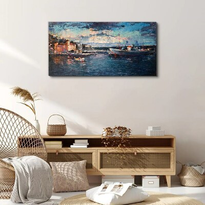 Picture sea port port Canvas Wall art