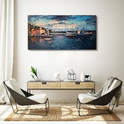 Picture sea port port Canvas Wall art