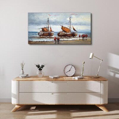 Clouds sea ship soldiers Canvas Wall art