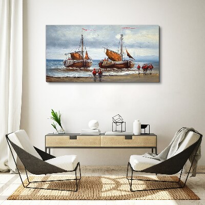 Clouds sea ship soldiers Canvas Wall art