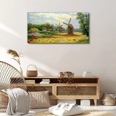 Rural scenery with windmills Canvas Wall art