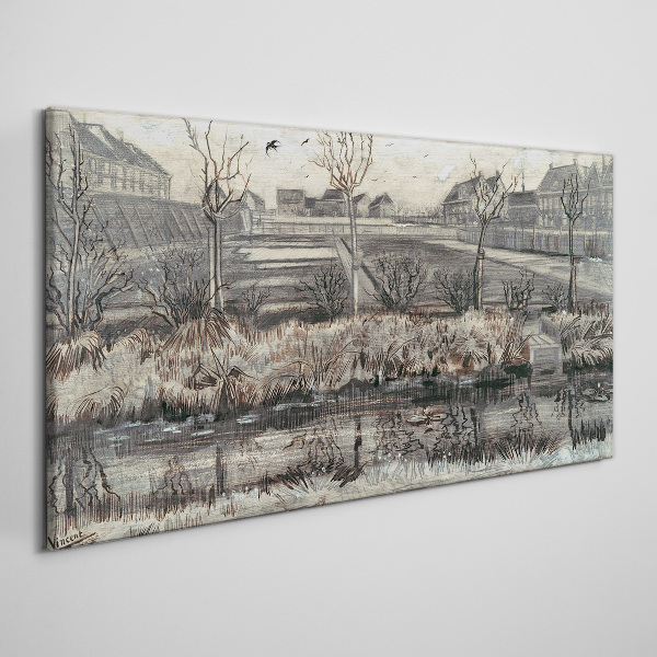 View of the village in winter Canvas print