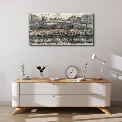 View of the village in winter Canvas print