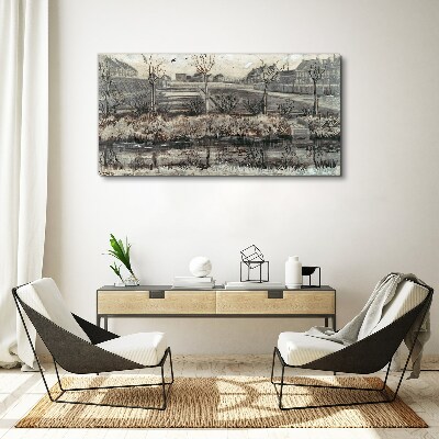 View of the village in winter Canvas print