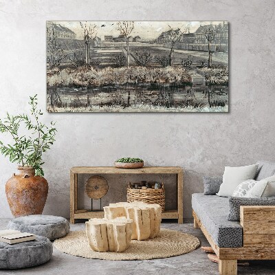 View of the village in winter Canvas print