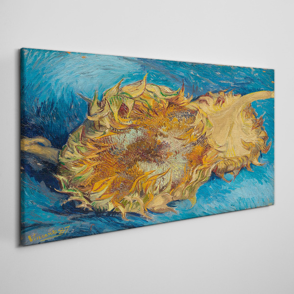 Sunflower on a blue background Canvas print