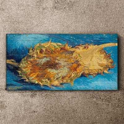 Sunflower on a blue background Canvas print