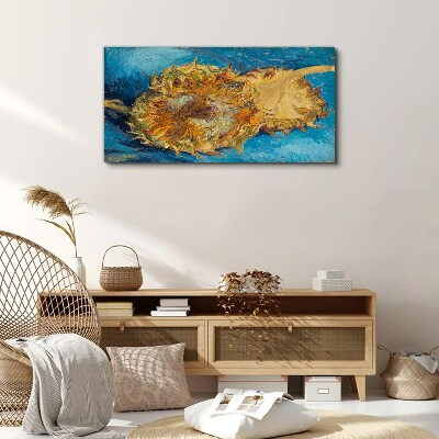 Sunflower on a blue background Canvas print