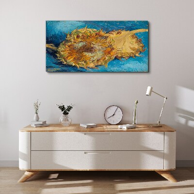 Sunflower on a blue background Canvas print