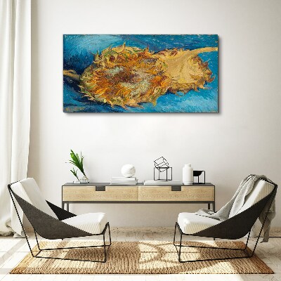 Sunflower on a blue background Canvas print