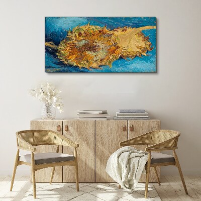 Sunflower on a blue background Canvas print