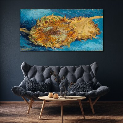 Sunflower on a blue background Canvas print