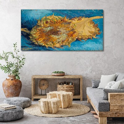 Sunflower on a blue background Canvas print
