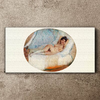 Nude woman on a bed of van gogh Canvas print