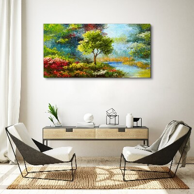 Abstract flowers forest nature Canvas Wall art