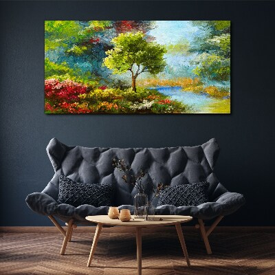 Abstract flowers forest nature Canvas Wall art