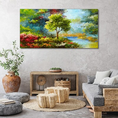 Abstract flowers forest nature Canvas Wall art