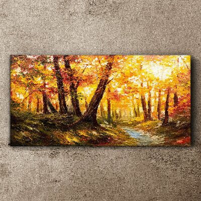 Golden forest in the sunlight Canvas Wall art