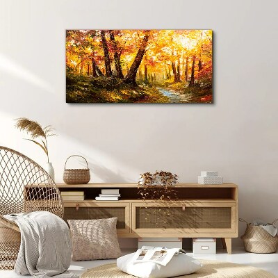 Golden forest in the sunlight Canvas Wall art