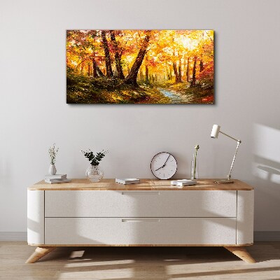 Golden forest in the sunlight Canvas Wall art