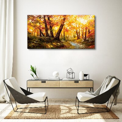 Golden forest in the sunlight Canvas Wall art