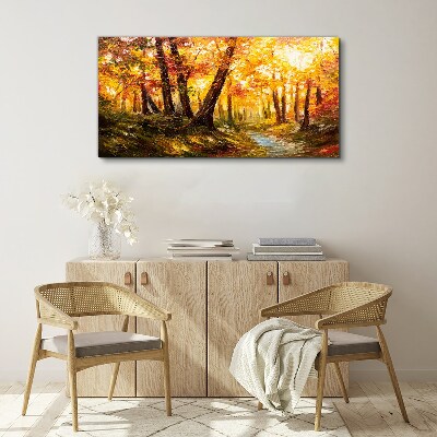 Forest autumn leaves nature Canvas Wall art