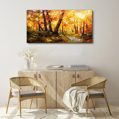 Golden forest in the sunlight Canvas Wall art