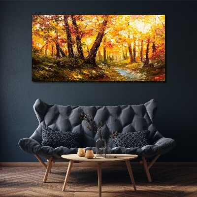 Golden forest in the sunlight Canvas Wall art
