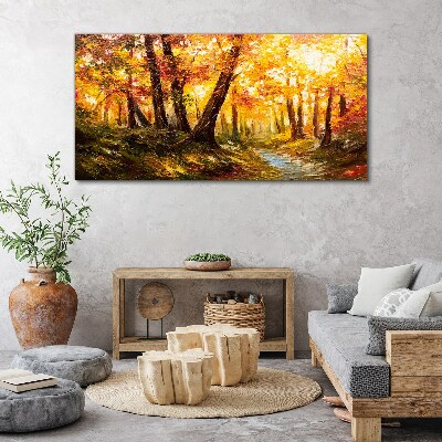 Golden forest in the sunlight Canvas Wall art