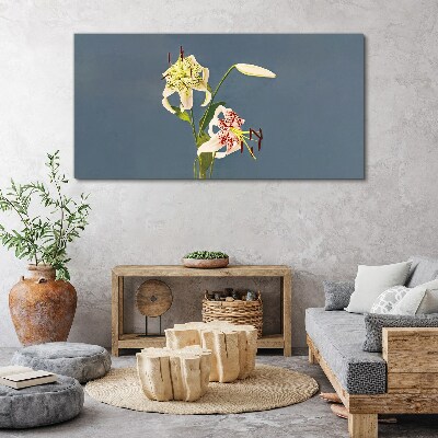 Flowers on a blue background Canvas print