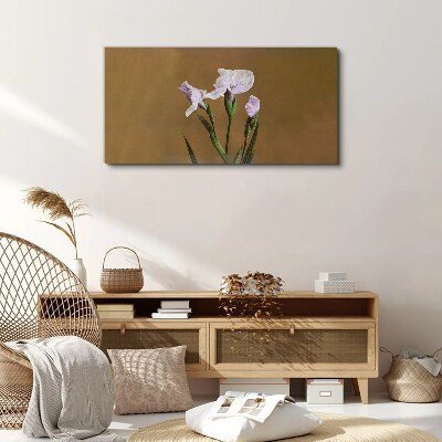 Iris flowers on a brown background Canvas print