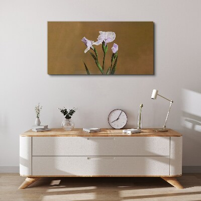 Iris flowers on a brown background Canvas print