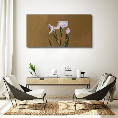 Iris flowers on a brown background Canvas print