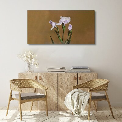 Iris flowers on a brown background Canvas print