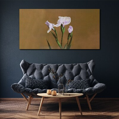 Iris flowers on a brown background Canvas print