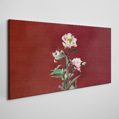 Flowers on a red background Canvas print