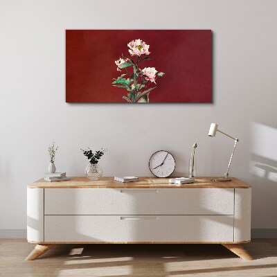 Flowers on a red background Canvas print