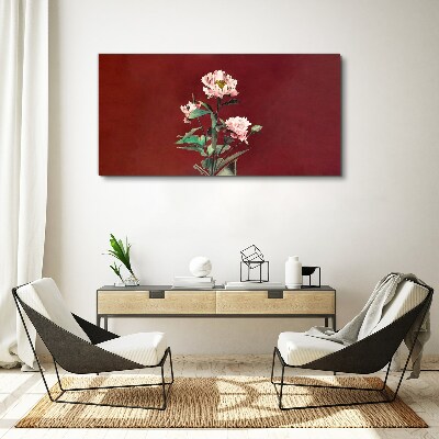 Flowers on a red background Canvas print