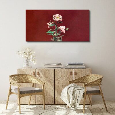 Flowers on a red background Canvas print