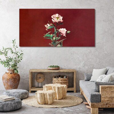 Flowers on a red background Canvas print