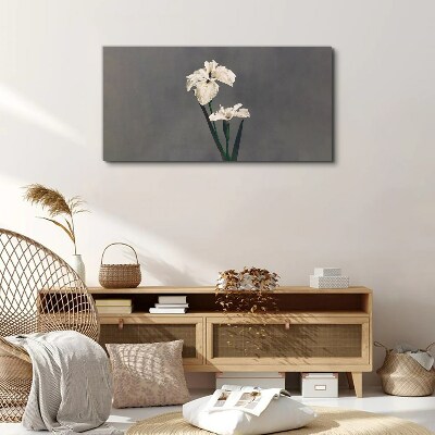 White irises on a gray background Canvas print