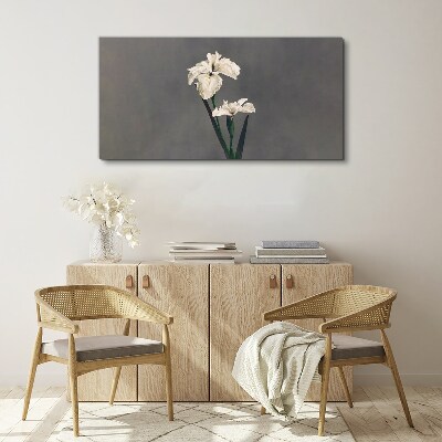 White irises on a gray background Canvas print