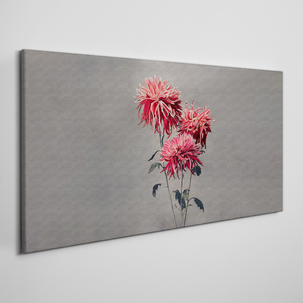 Pink flowers on a gray background Canvas print