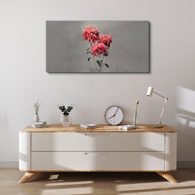 Pink flowers on a gray background Canvas print
