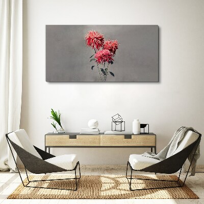 Pink flowers on a gray background Canvas print