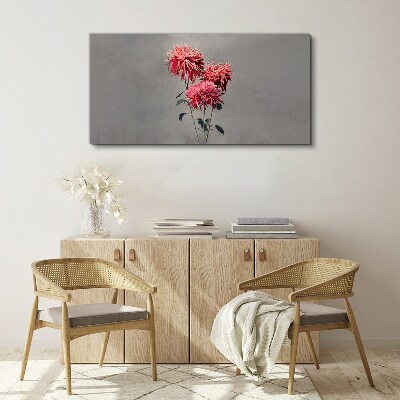 Pink flowers on a gray background Canvas print