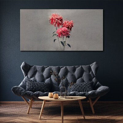 Pink flowers on a gray background Canvas print