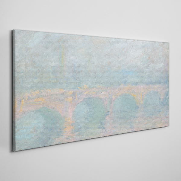 Bridge in the morning fog Canvas print